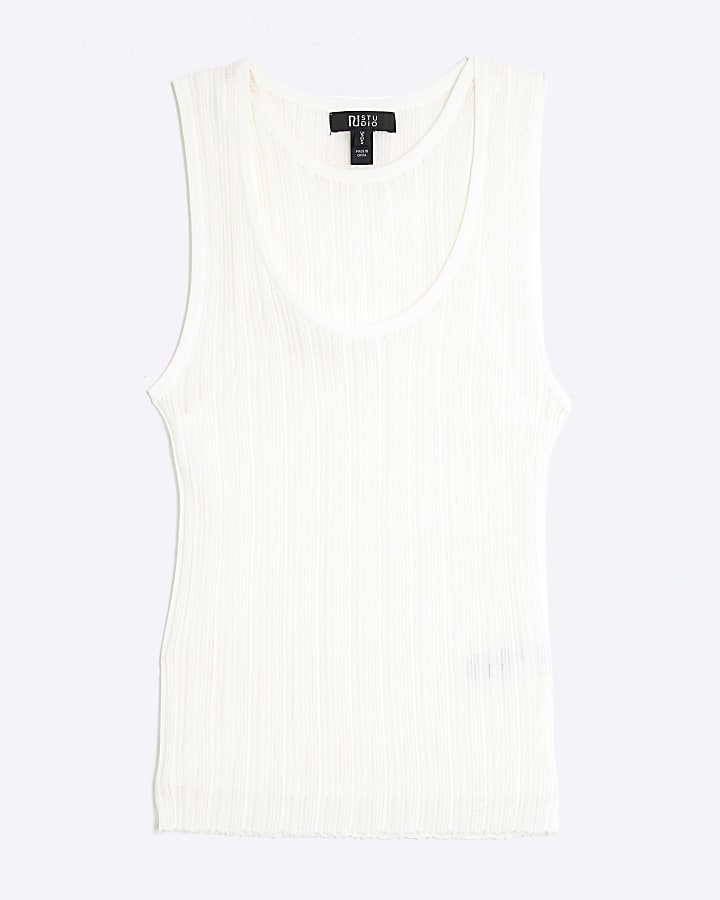 RI Studio White Layered Sheer Vest