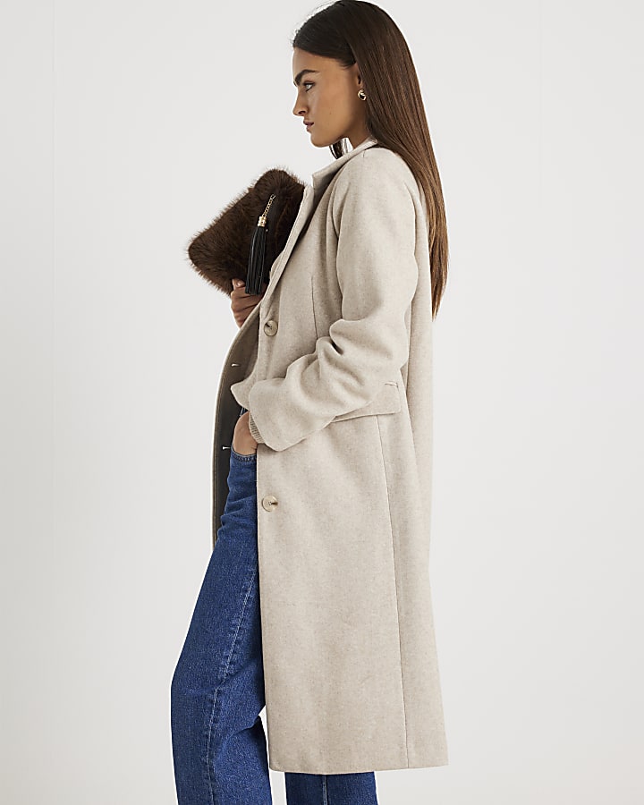 Beige Single Breasted Coat