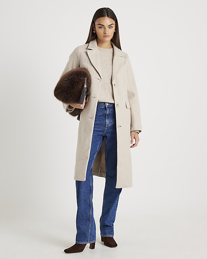 Beige Single Breasted Coat