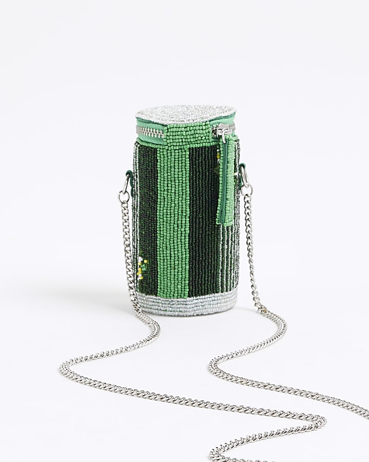Green Premium 7up Beaded Can Shoulder Bag