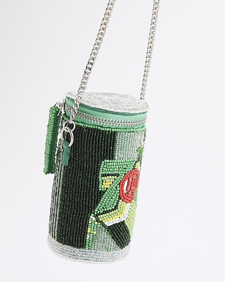 Green Premium 7up Beaded Can Shoulder Bag