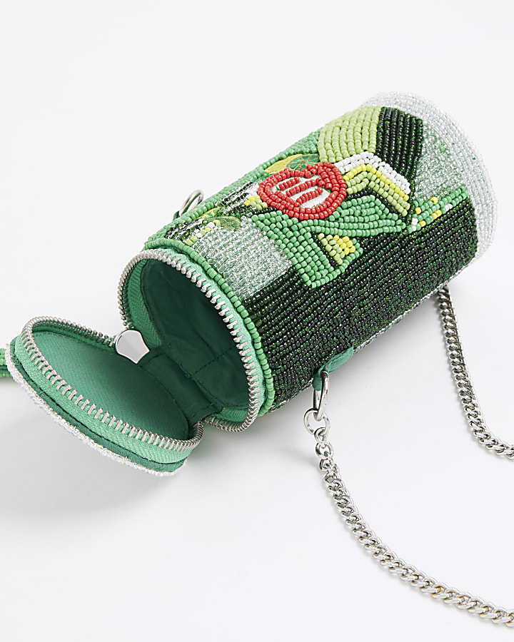 Green Premium 7up Beaded Can Shoulder Bag