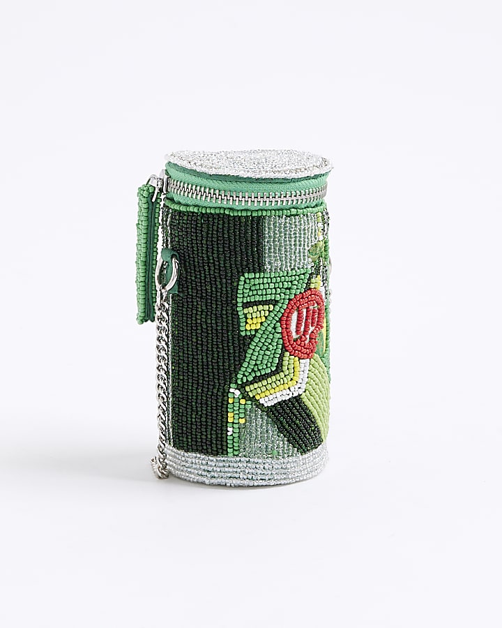 Green Premium 7up Beaded Can Shoulder Bag