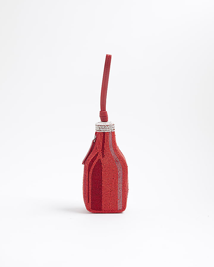 Red Premium Red Sauce Beaded Clutch Bag