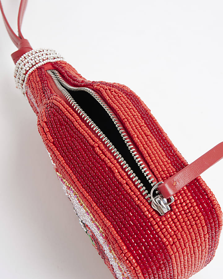 Red Premium Red Sauce Beaded Clutch Bag