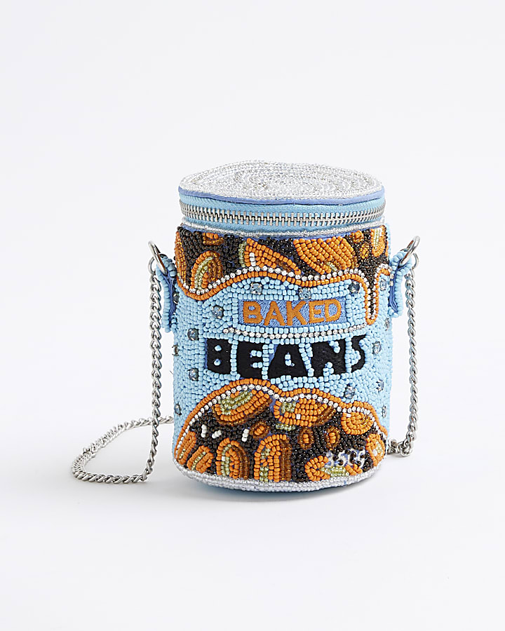 Blue Premium Baked Beans Beaded Shoulder Bag