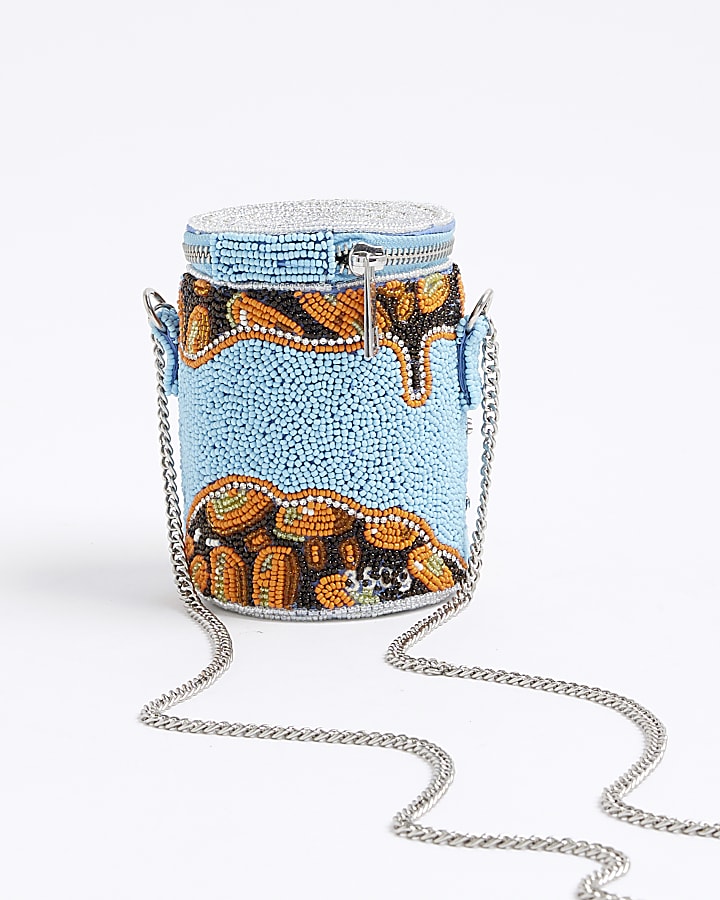 Blue Premium Baked Beans Beaded Shoulder Bag
