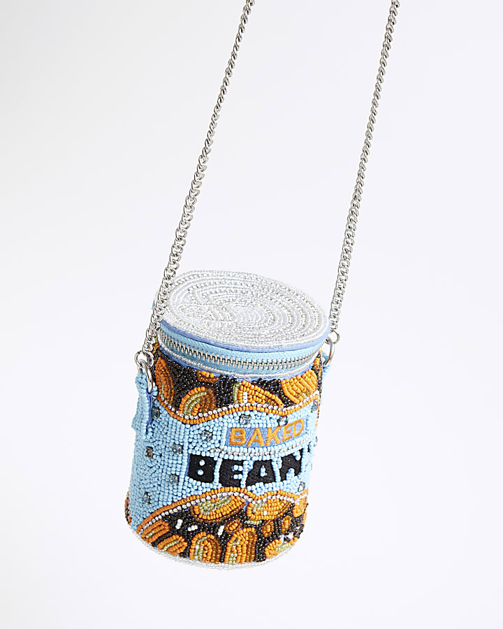 Blue Premium Baked Beans Beaded Shoulder Bag