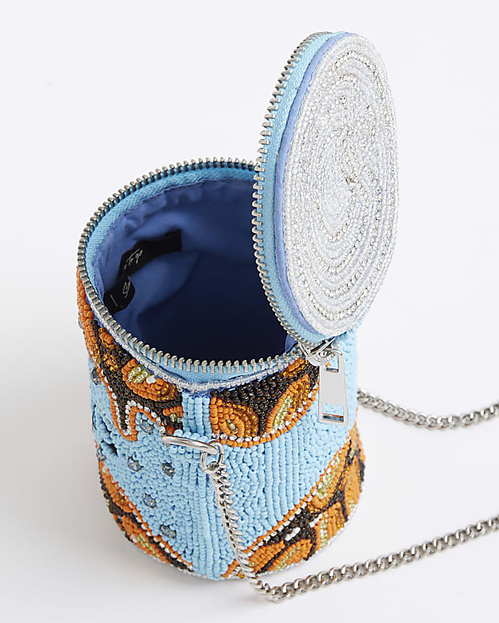 Blue Premium Baked Beans Beaded Shoulder Bag