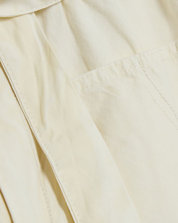 Cream Paperbag Wide Leg Trousers