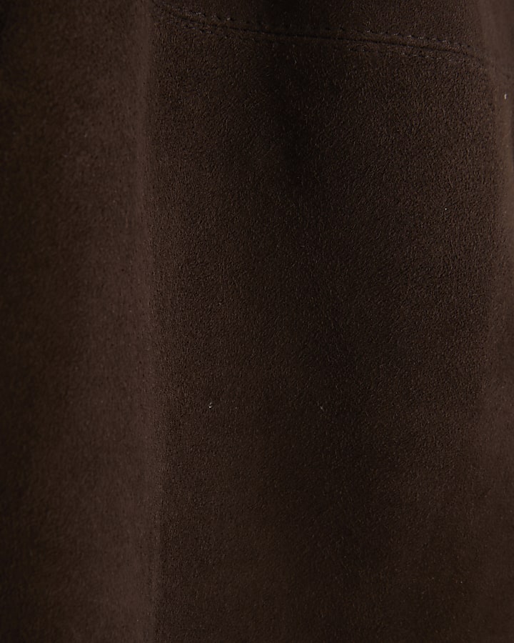 RI Studio Brown Suede Maxi Pencil Skirt