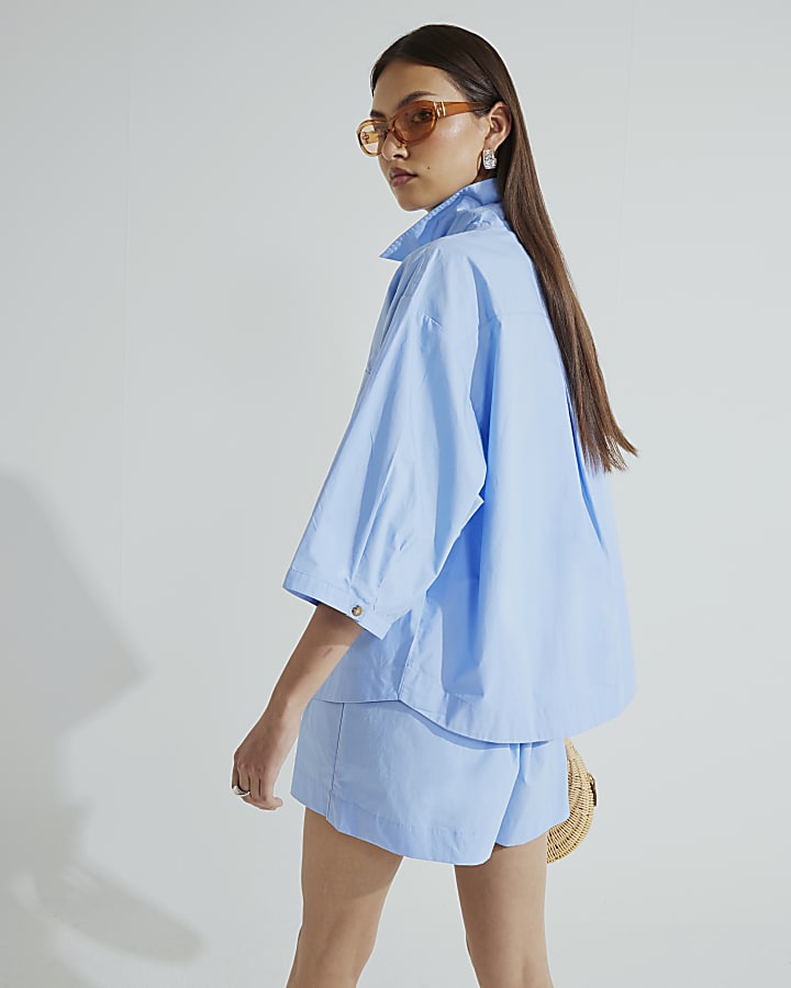 Blue Boxy Fit Short Sleeve shirt