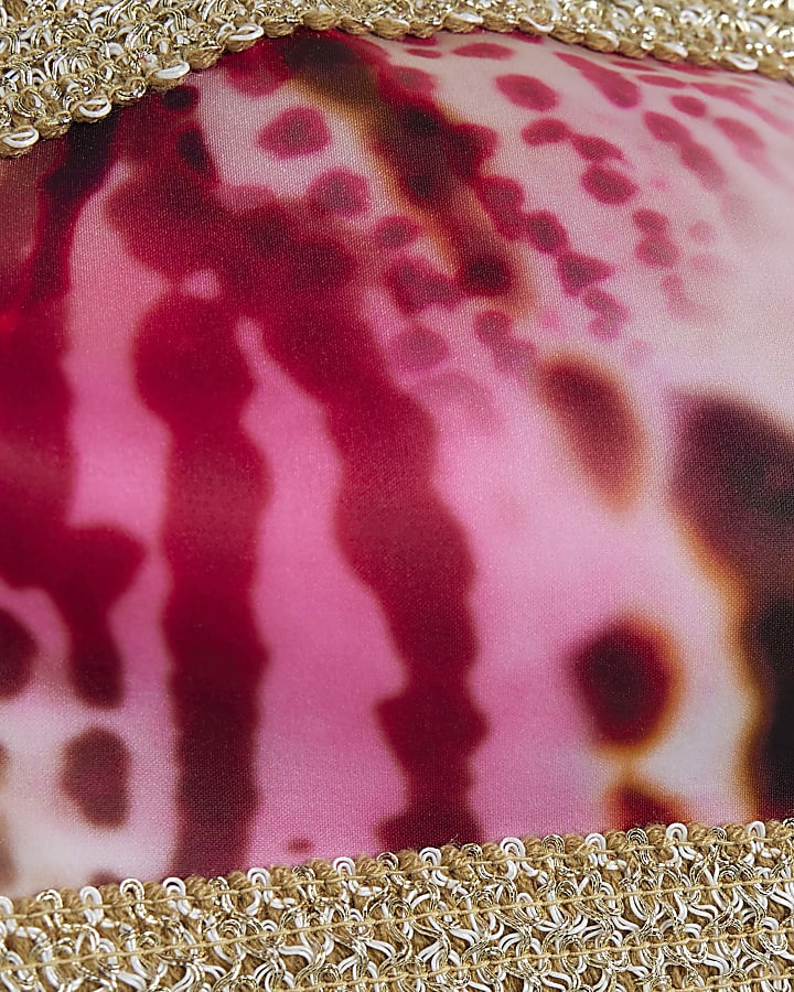 Pink Animal Print Bandeau Bikini Top