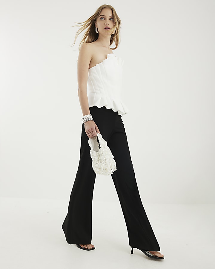 Black Bandeau Sculpted Colour Block Jumpsuit