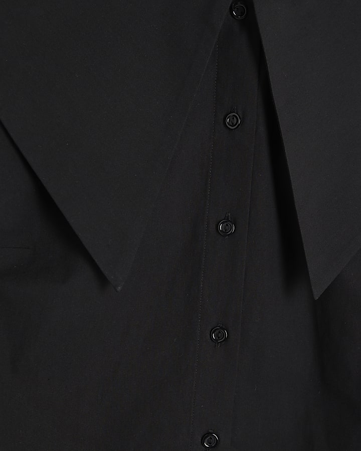 Black Short Sleeve Collared Shirt