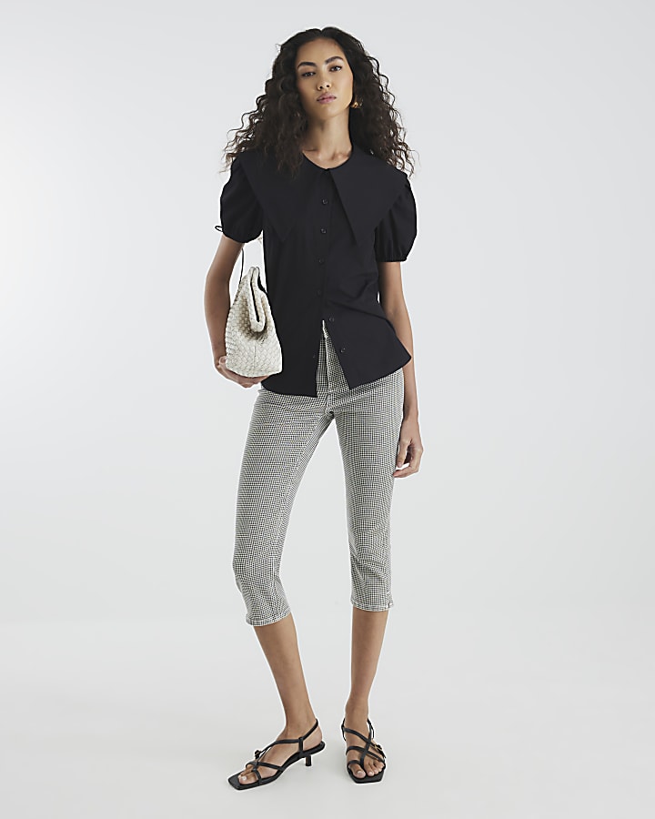 Black Short Sleeve Collared Shirt