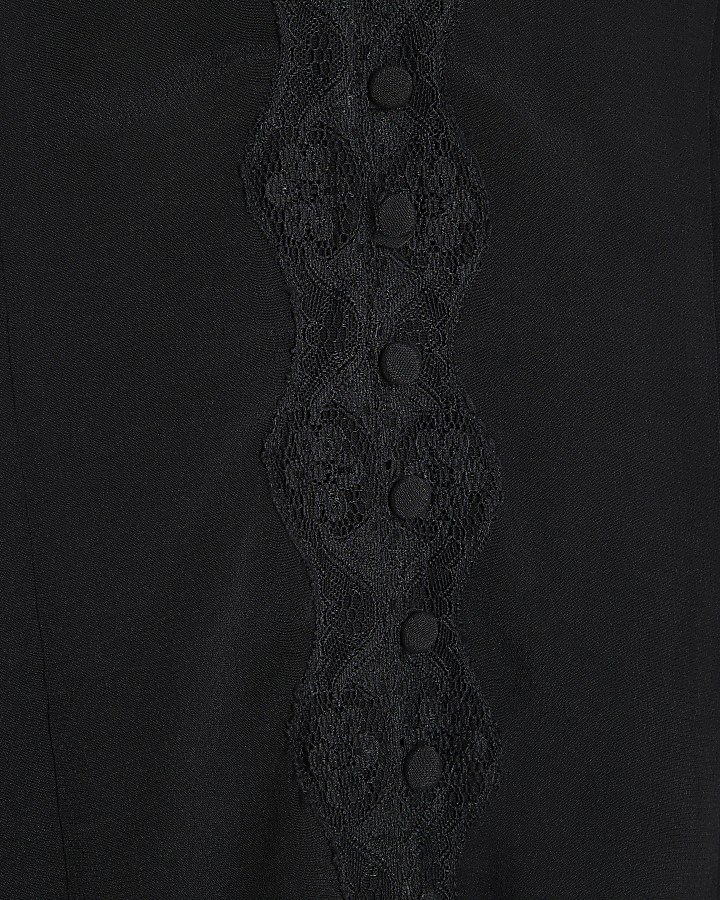 Black Angel Sleeve Floral Lace Blouse