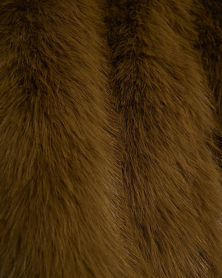 Petite Brown Faux Fur Collared Jacket