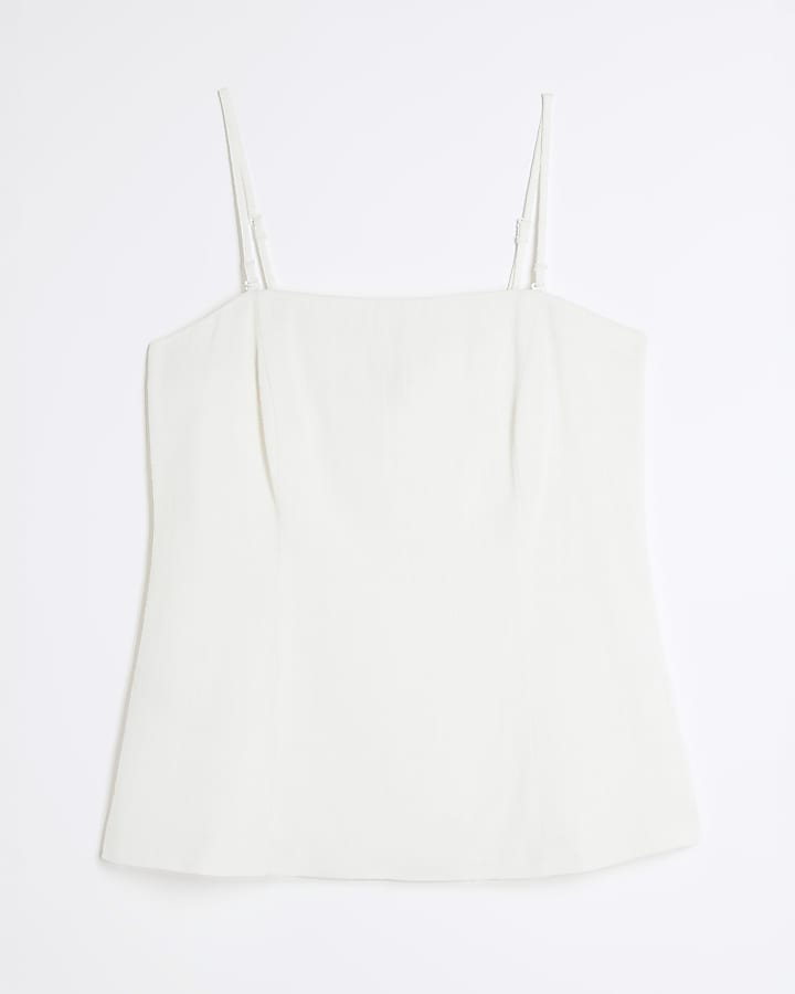 Cream Linen Blend Bandeau Top