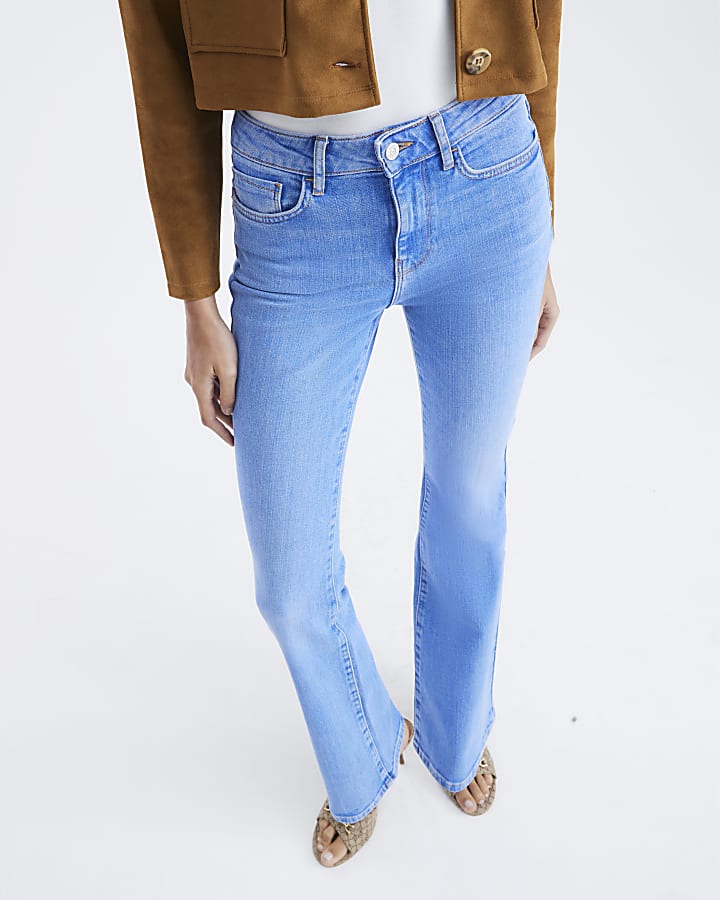 Blue Mid Rise Bootcut Jeans