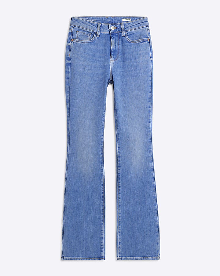 Blue Mid Rise Bootcut Jeans