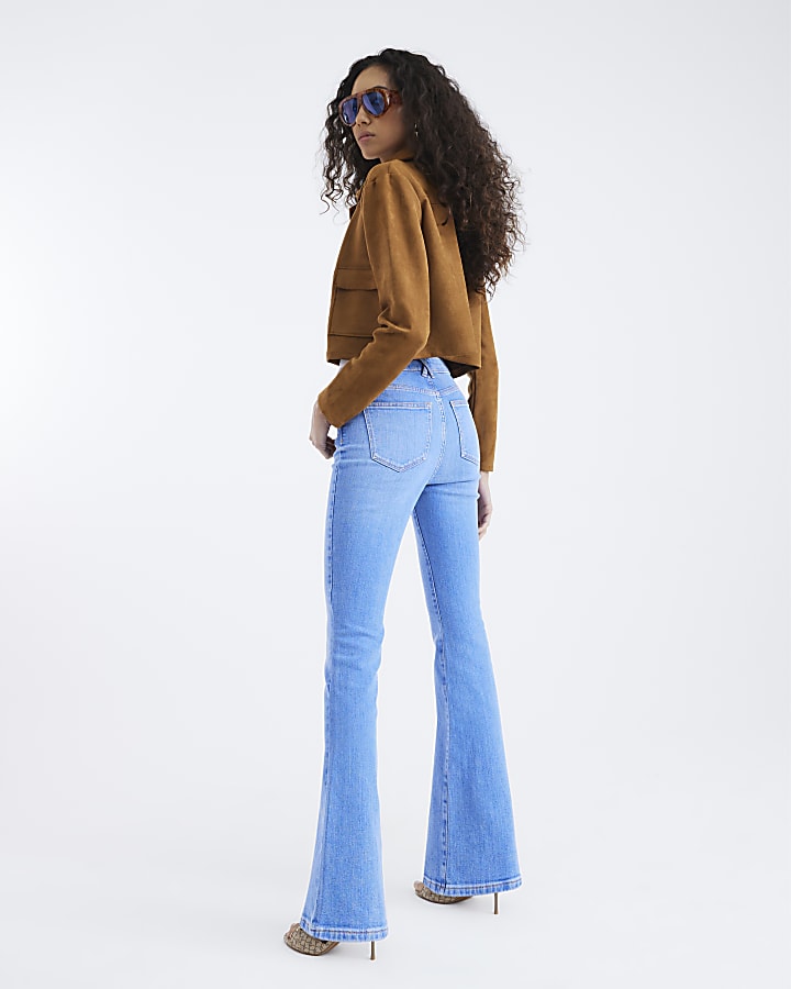 Blue Mid Rise Bootcut Jeans