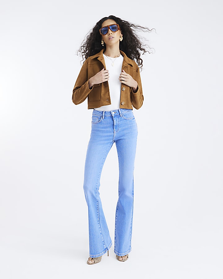 Blue Mid Rise Bootcut Jeans