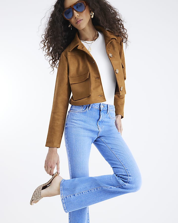 Blue Mid Rise Bootcut Jeans