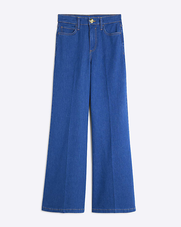Blue High Rise Palazzo Jeans