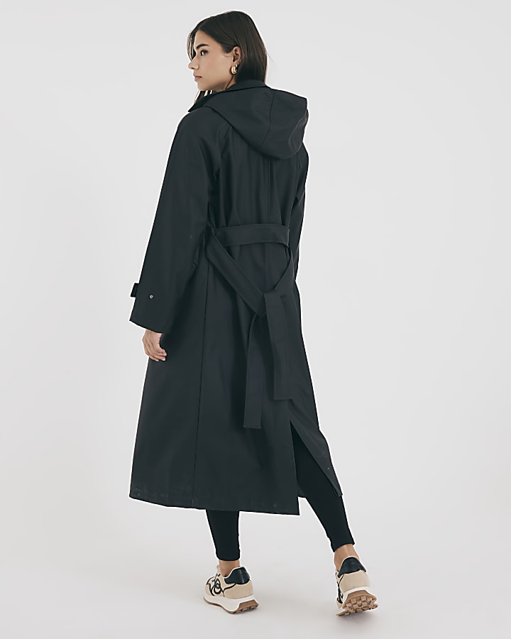 Black Belted Trench Raincoat