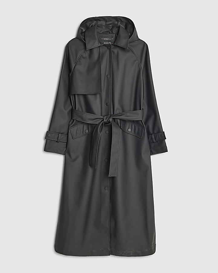 Black Belted Trench Raincoat