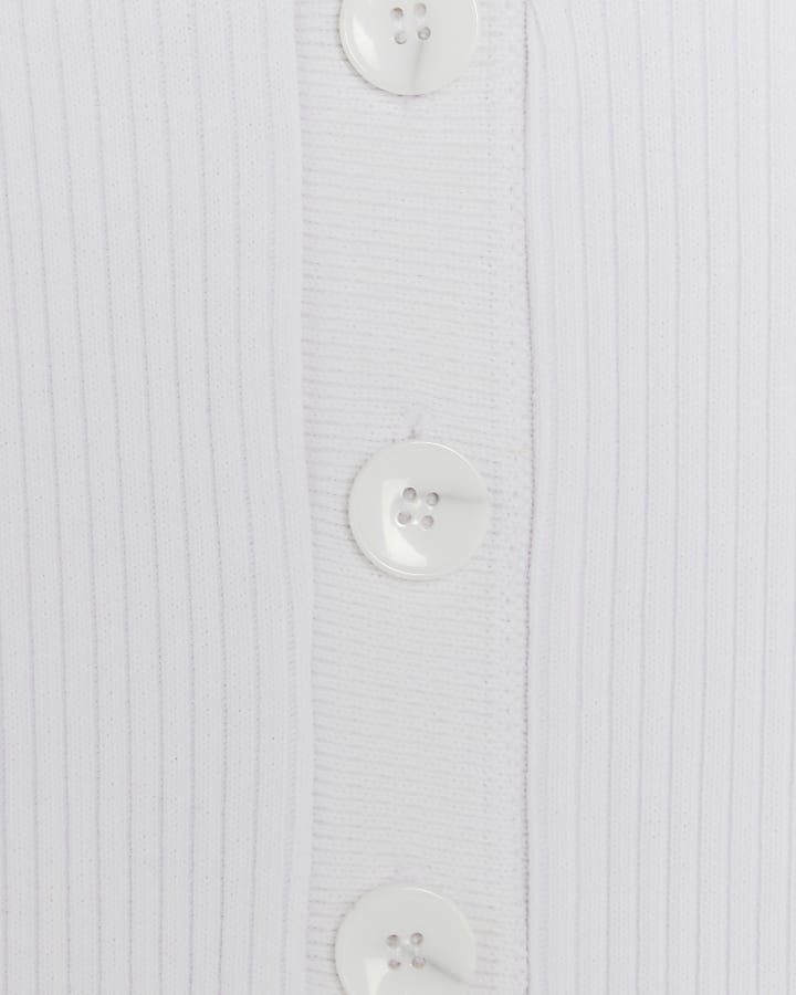 White Short Sleeve Button Up Peplum Top