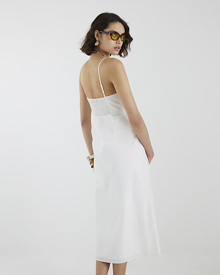 White Strappy Midi Sun Dress