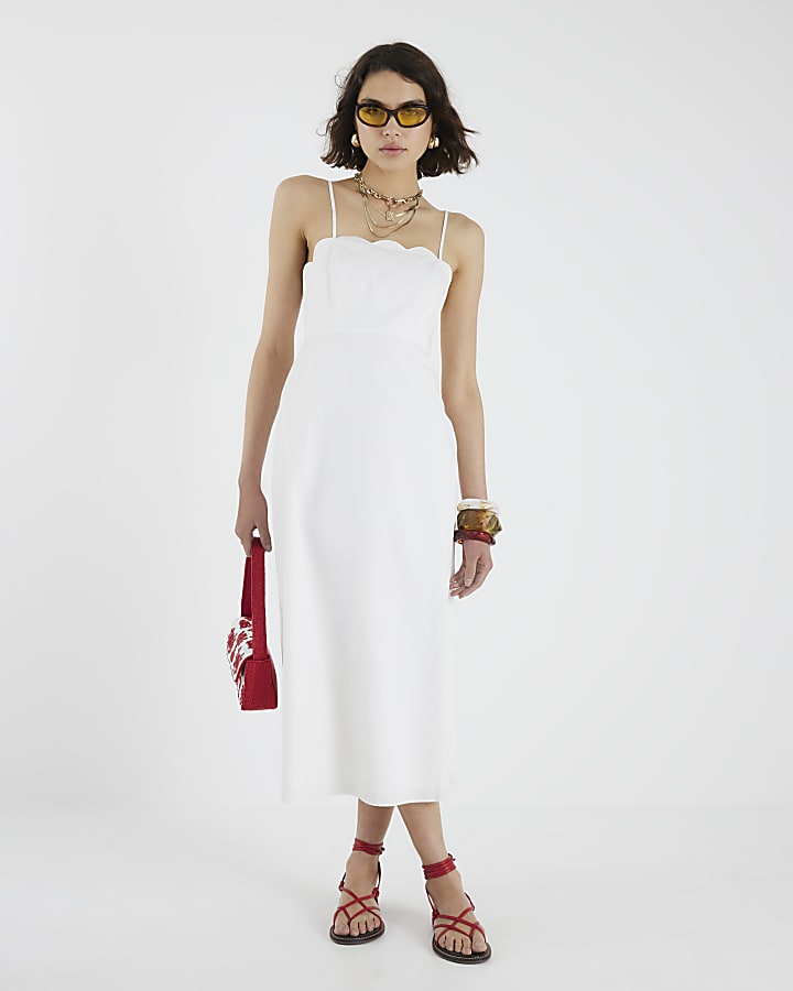 White Strappy Midi Sun Dress