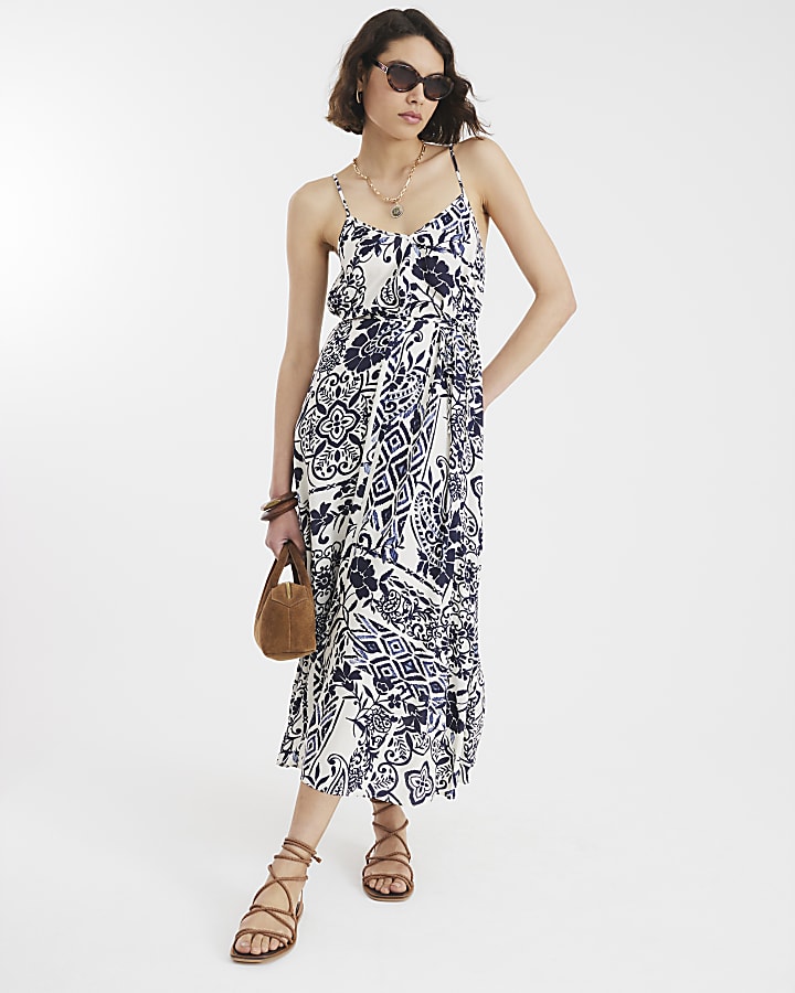 Black Floral Print Sleeveless Maxi Dress