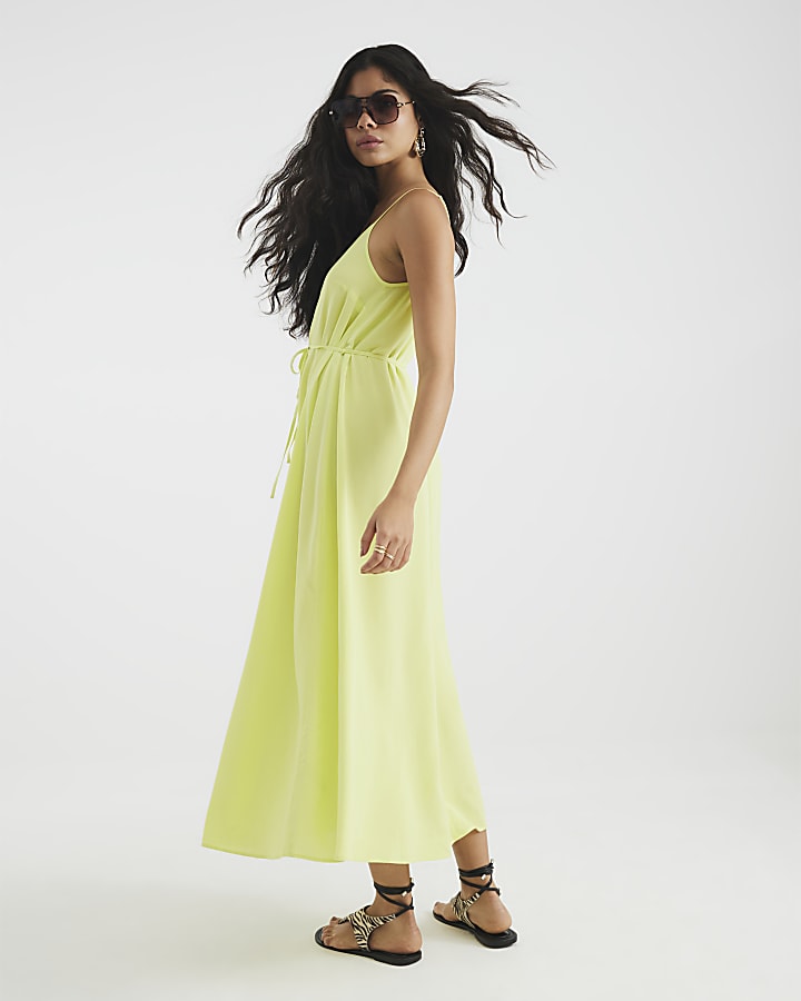 Lime Sleeveless Tie Waist Maxi Dress