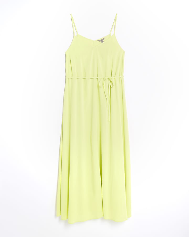 Lime Sleeveless Tie Waist Maxi Dress