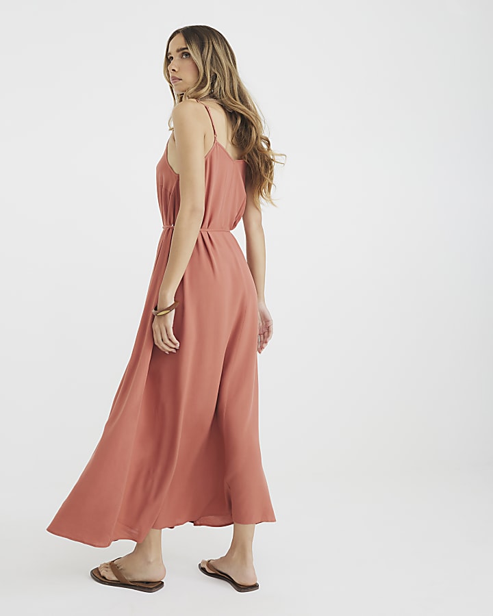 Orange Sleeveless Maxi Dress