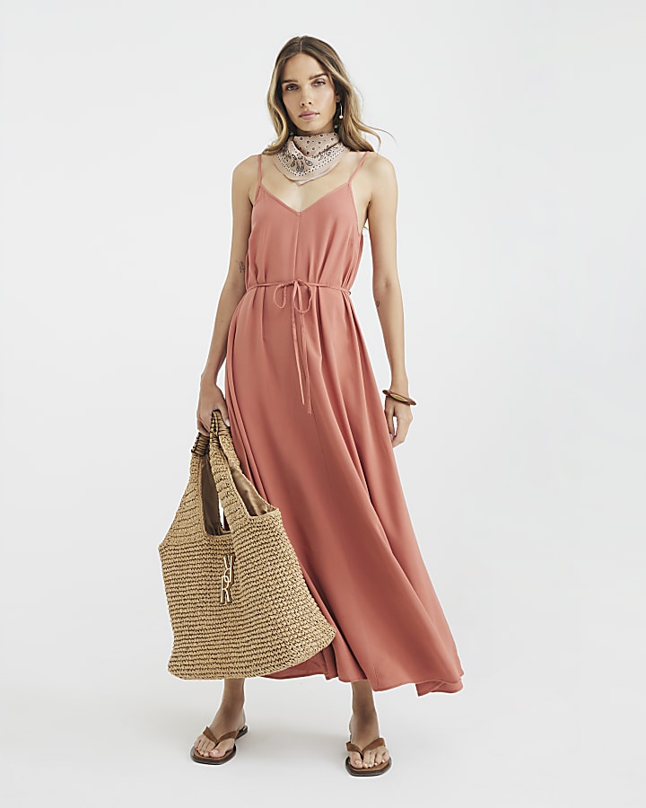 Orange Sleeveless Maxi Dress