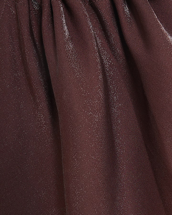 Brown Sleeveless Halter Neck Maxi Dress