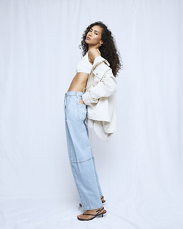 Blue Seam Detail Balloon Leg Jeans