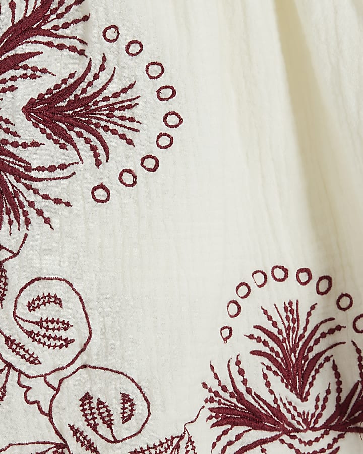 Cream Embroidered Shorts