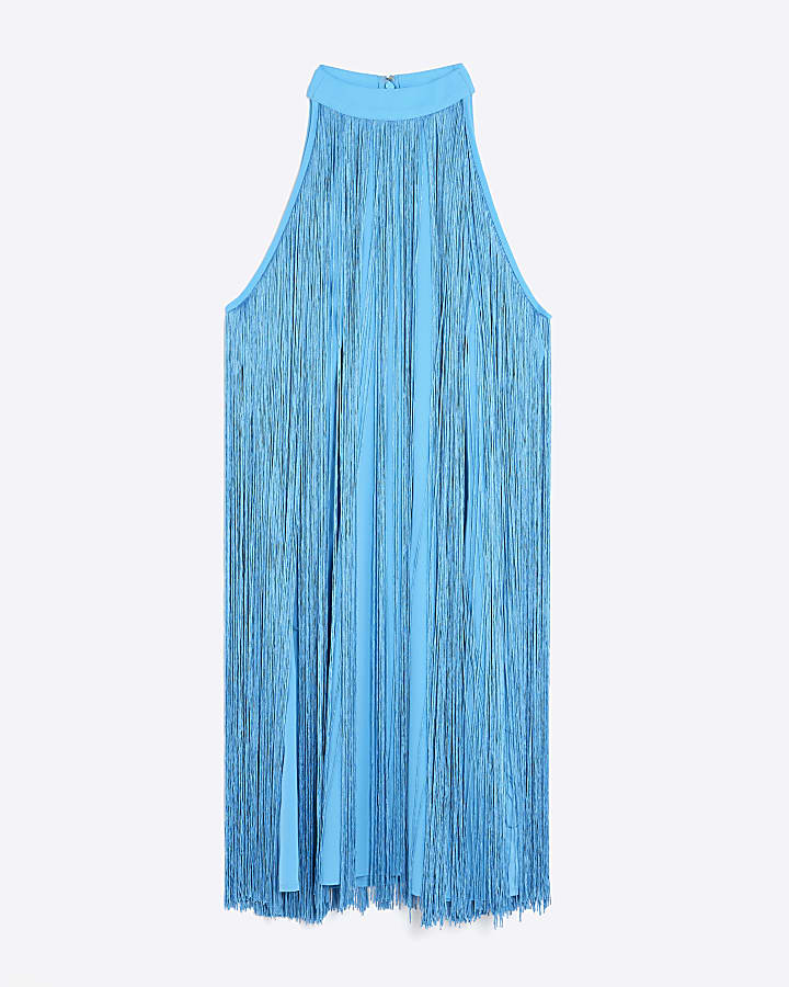 Blue Premium Fringe Mini Dress