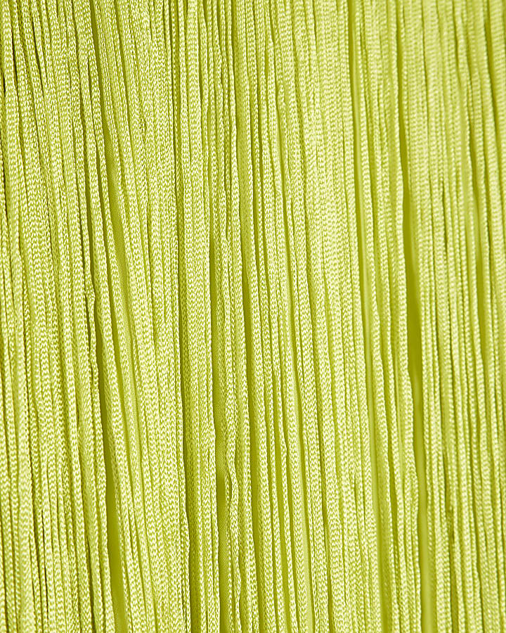 Lime Premium Fringe Halter Neck mini dress