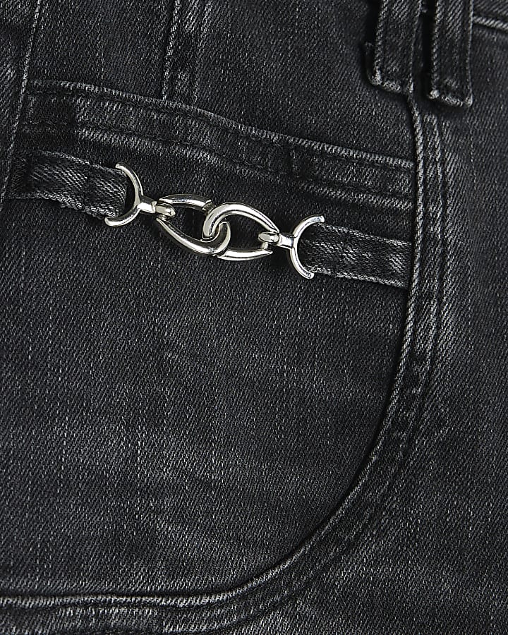 Black Snaffle Trim Detail Bootcut Jeans