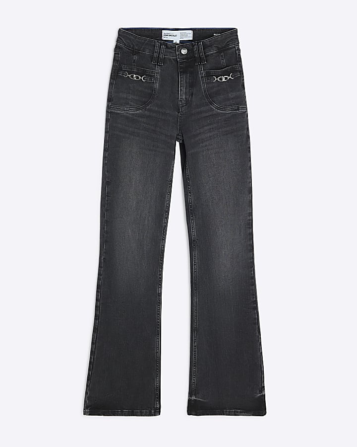 Black Snaffle Trim Detail Bootcut Jeans