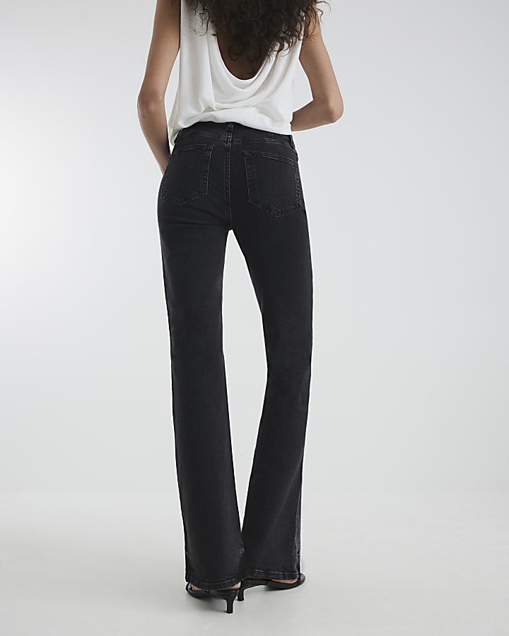 Black Snaffle Trim Detail Bootcut Jeans