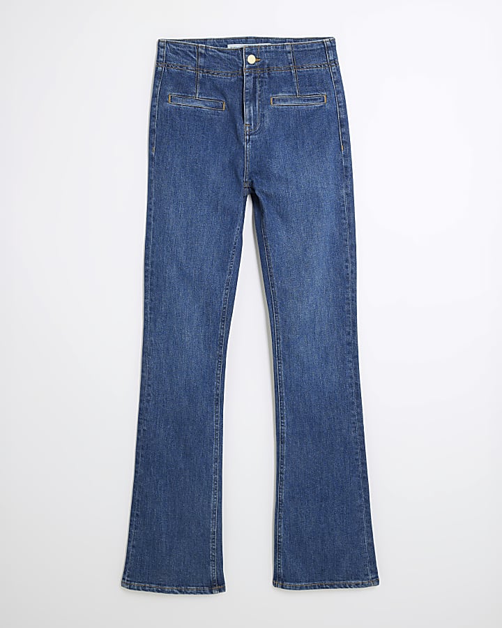 Blue Mid Rise Bootcut Jeans