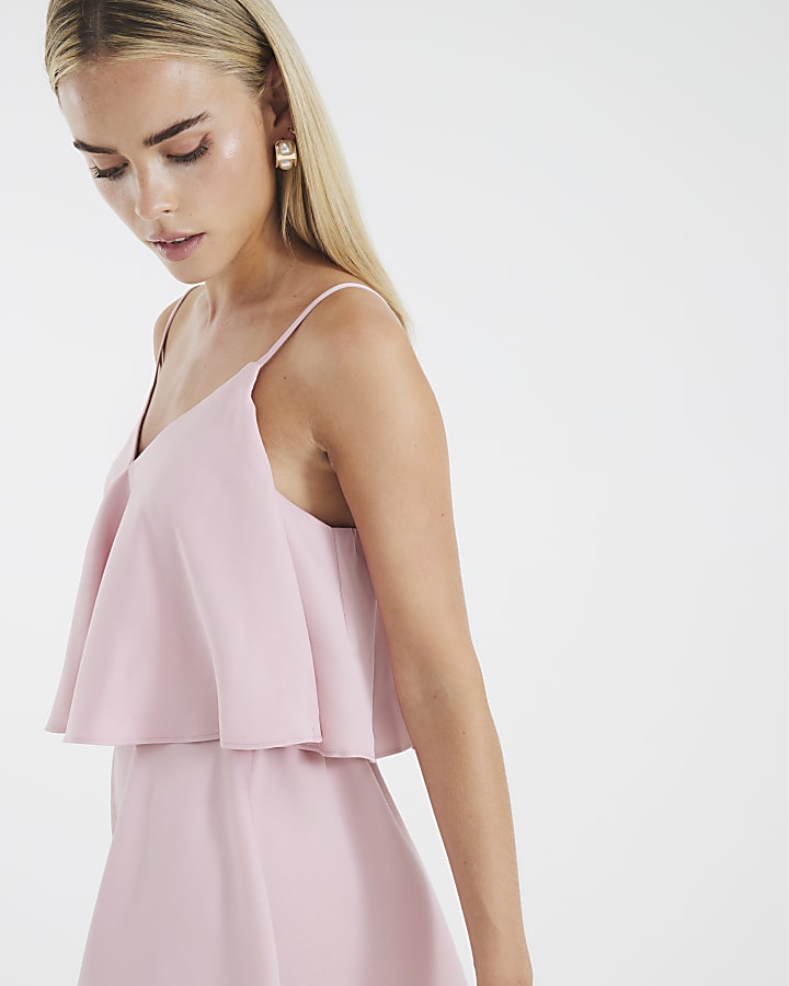Petite Pink Double Layered Playsuit