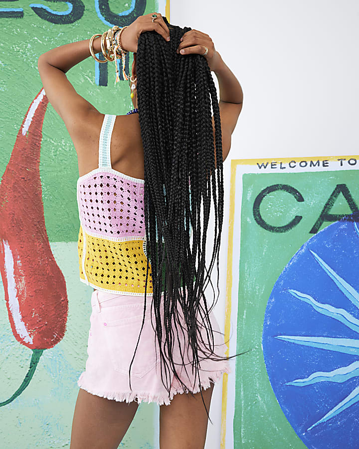 Multi Colour Atlas Crochet Check Vest